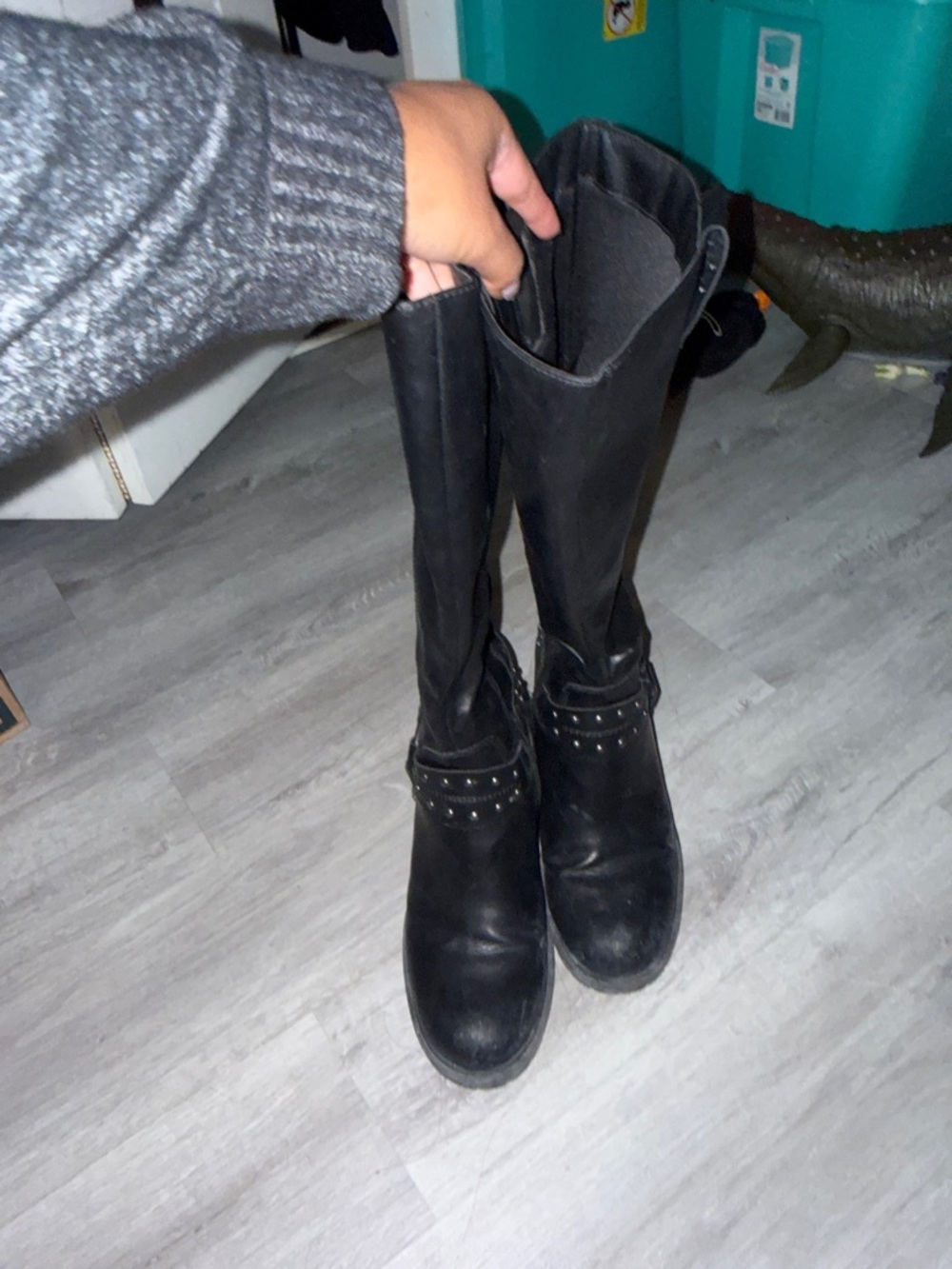 FRYE AND CO. Black Over-The-Knee Studded Riding Boots